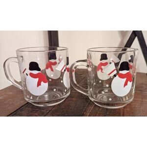Two Luminarc Snowman Mugs - Christmas/Kitchen